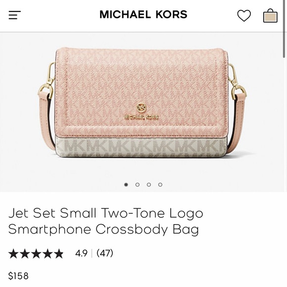 Michael Kors Jet Set Small Two-Tone Logo Smartphone Crossbody Bag, ballet multi. - Picture 9 of 11